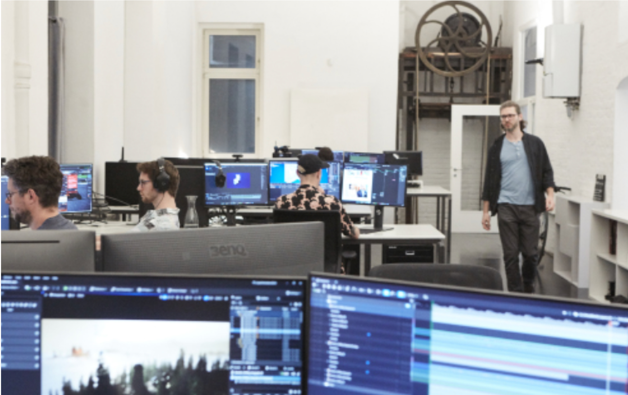 Our Team of 3D Artists and Developers at work in our Vienna based loft office